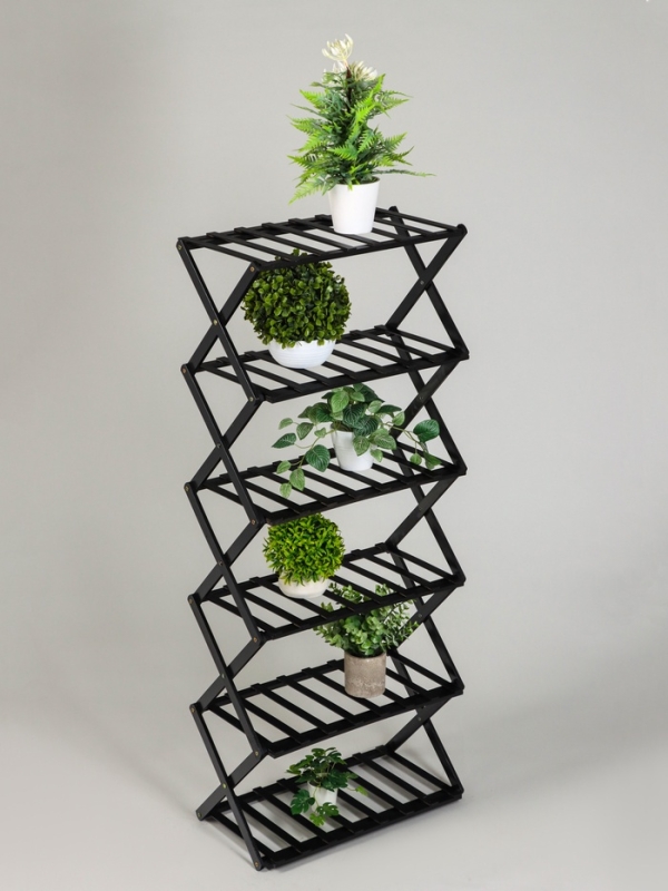 Подставка для цветов Greengo, 6 полок, 50 × 25 × 110 см, напольная, бамбук, чёрная Подставка для цветов Greengo, 6 полок, 50 × 25 × 110 см, напольная, бамбук, чёрная