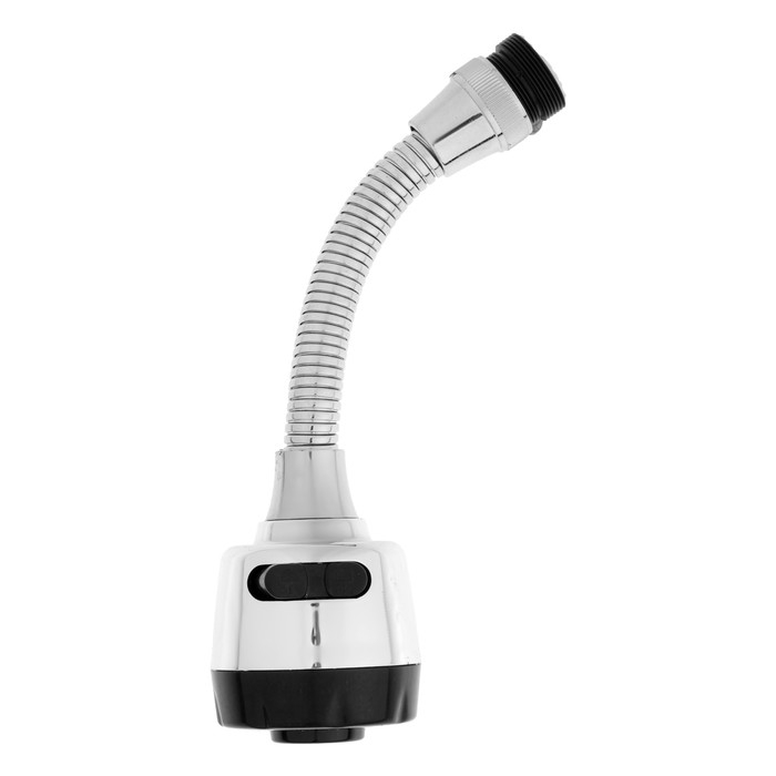 Аэратор ZEIN, регулировка потока, на гибком шланге, 190 мм, 2 режима, пластик, хром/черный Аэратор ZEIN, регулировка потока, на гибком шланге, 190 мм, 2 режима, пластик, хром/черный