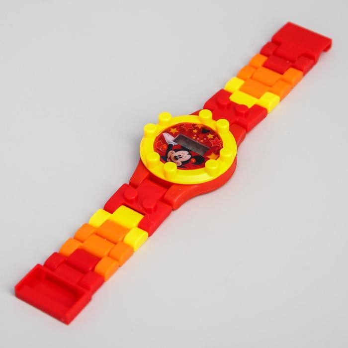 Часы наручные лего, Микки Маус, с ремешком-конструктором