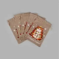 Мешочек подарочный &laquo;Котик&raquo;, новогодний, 20&times;30, бежевый