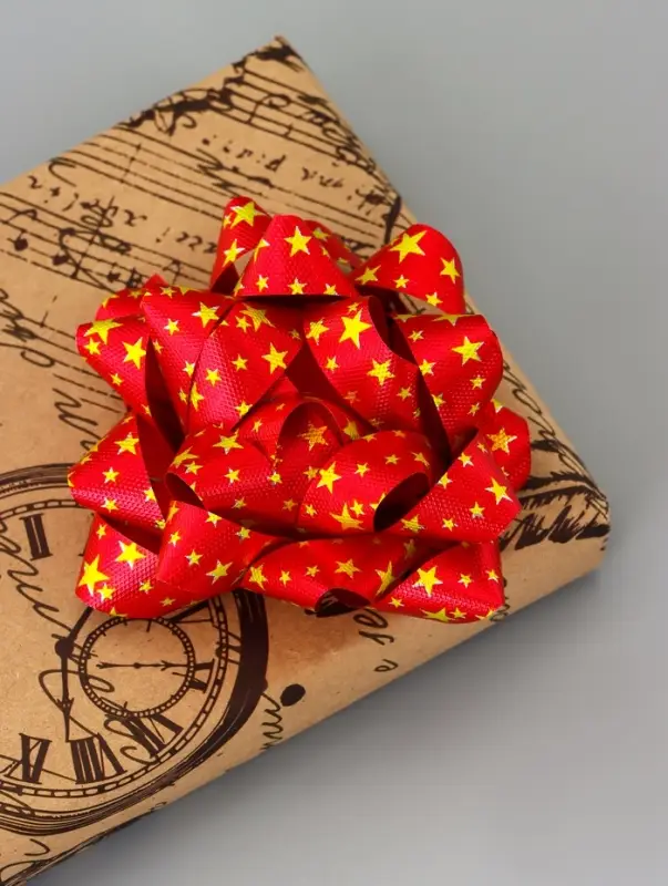 Подарочный Бант - звезда №10, для упаковки подарков, набор 6 шт. МИКС