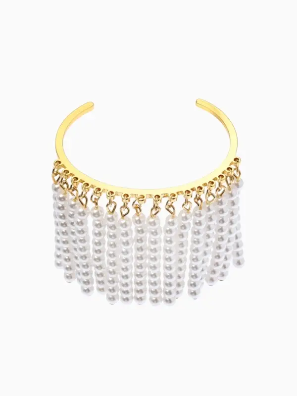 Браслет обод с подвесками &laquo;Жемчуг. Кольцо&raquo;, d=6.5 см, белый в золоте