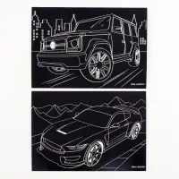 Гравюра детская «Крутые машины», 2 шт., 10×15 см