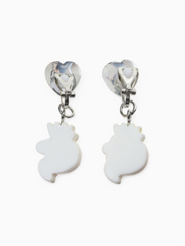 Серьги-клипсы детские  Серьги-клипсы детские "Выбражулька" единорог драгоценность с сердцем кристалл, цвет жёлто-белый