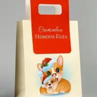 Пакет подарочный новогодний, с вырубной ручкой &laquo;Корги&raquo; 18&times;23&times;9 см