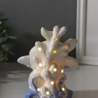 Сувенир керамика свет "Черепаха в кораллах" бело-синий 8х11,5х14 см