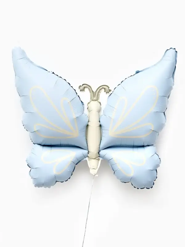 Воздушный шар фольгированный 37" "Нежная бабочка" голубой сатин