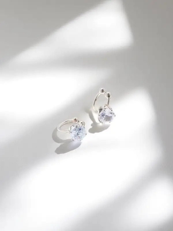 Серьги "Каффы" набор 2 шт., стразик, цвет белый в серебре