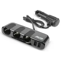 Разветвитель прикуривателя AVS 12/24 (на 3 выхода+2 USB) CS319U