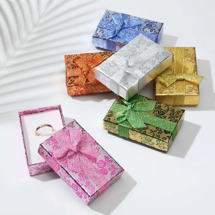 Коробочка подарочная под серьги/кулон/кольцо «Роза блестящая», 5×8, МИКС, вставка белая Коробочка подарочная под серьги/кулон/кольцо «Роза блестящая», 5×8, МИКС, вставка белая