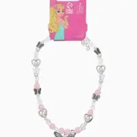 Бусы детские "Выбражулька" стиль, бабочка, цвет бело-розовый в серебре