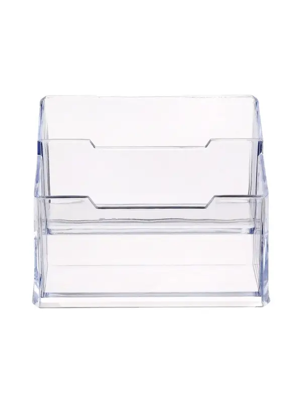 Подставка для визиток, прозрачная, 2 отделения