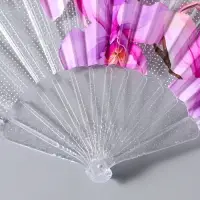 Веер складной пластик &laquo;Орхидея розовая&raquo;, блеск, 23 см