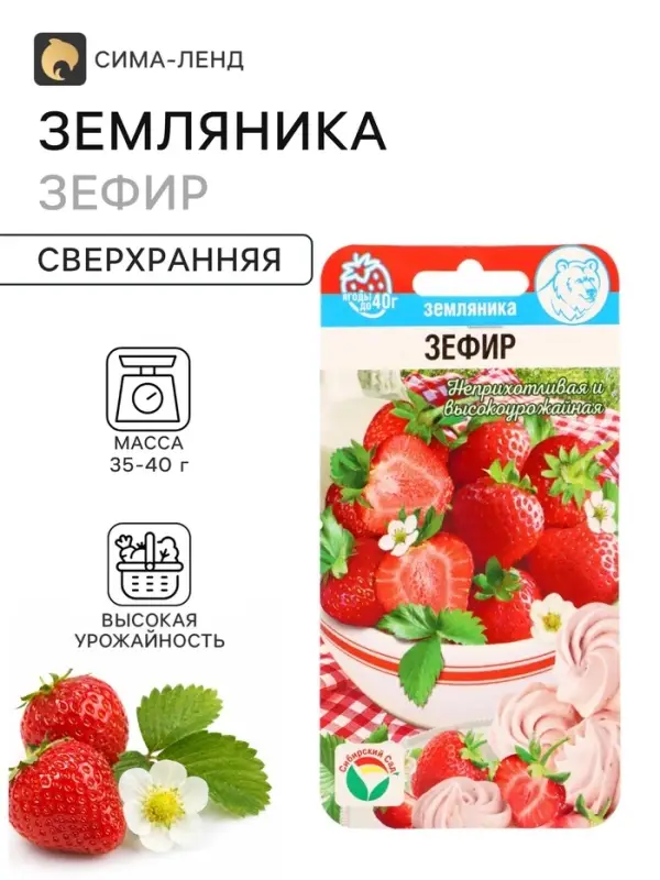 Семена Земляника &laquo;Зефир&raquo;, 10 шт., &laquo;Сибирский сад&raquo;