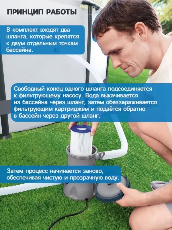 Фильтр-насос для бассейнов, с картриджем &laquo;II&raquo;, 2006 л/ч, 58383 Bestway