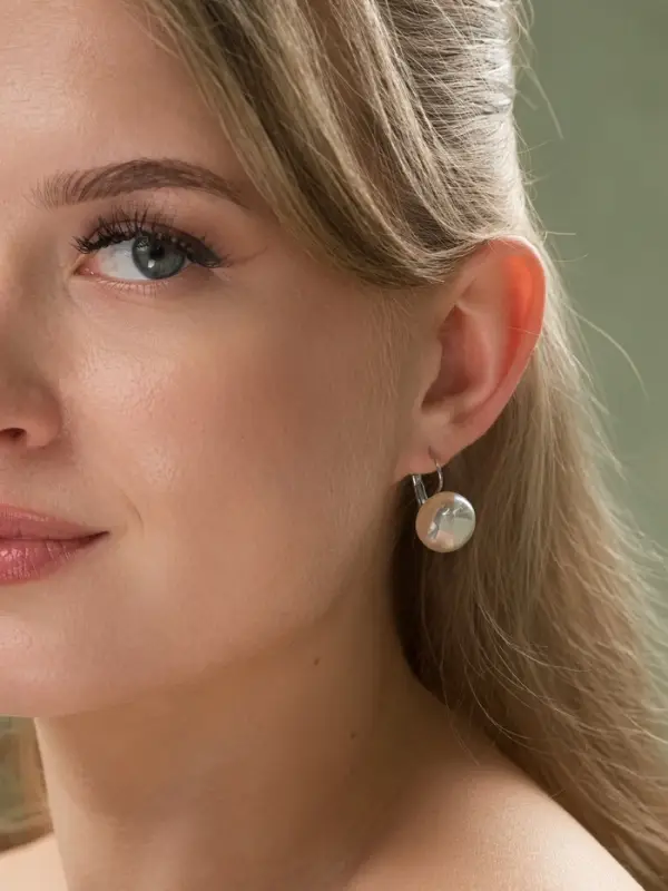 Серьги пластик &laquo;Майорика&raquo;, круг, белые в серебре