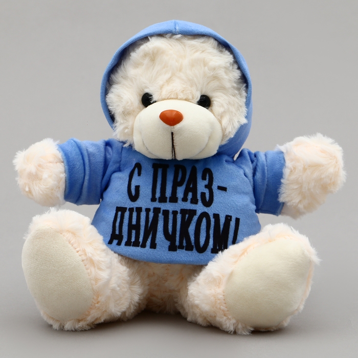 Мягкая игрушка Мишка «С праздничком!», в кофте, 13 см Мягкая игрушка Мишка «С праздничком!», в кофте, 13 см