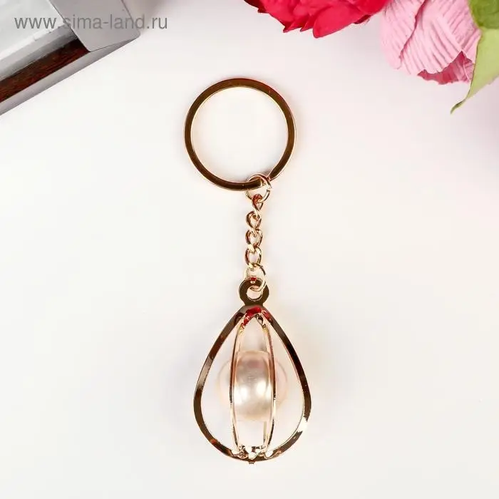 Брелок для ключей на кольце &laquo;Капелька&raquo;, металл, стразы, под золото, 10.6&times;2.8&times;2.8 см