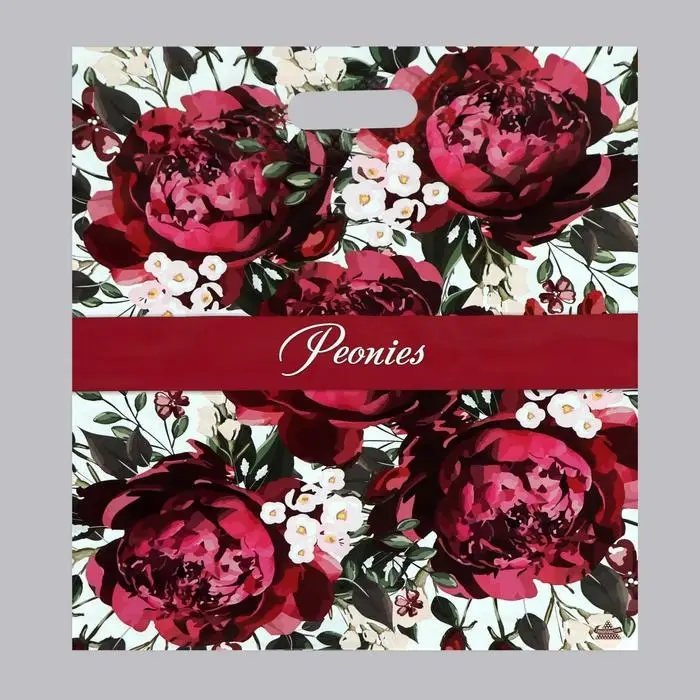 Пакет «Бордовые пионы», полиэтиленовый с вырубной ручкой, 60 мкм, 38×45 см Пакет «Бордовые пионы», полиэтиленовый с вырубной ручкой, 60 мкм, 38×45 см