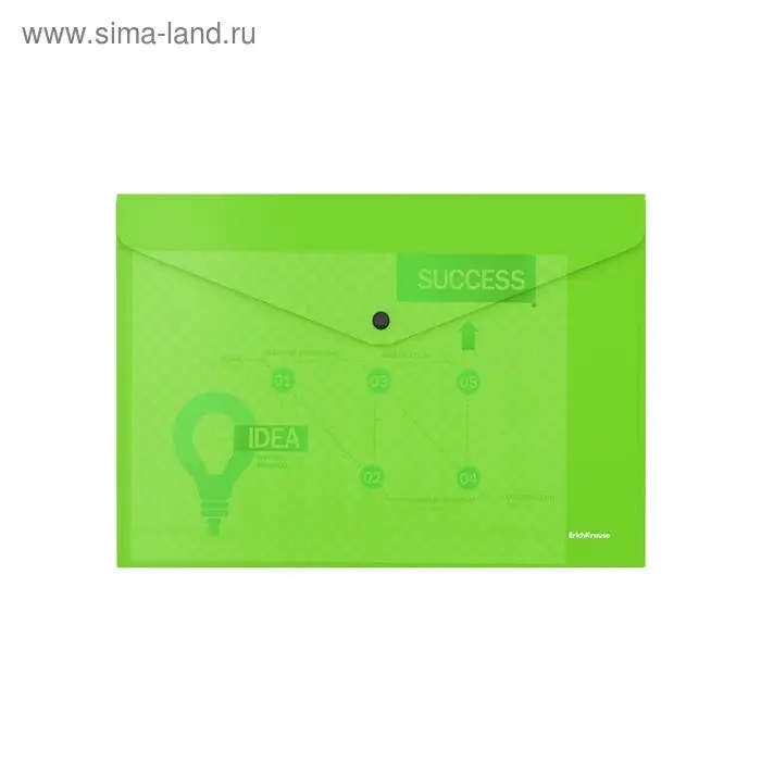 Папка-конверт на кнопке А4, 180 мкм, ErichKrause Glossy Neon, глянцевая, пластиковая, полупрозрачная, микс Папка-конверт на кнопке А4, 180 мкм, ErichKrause Glossy Neon, глянцевая, пластиковая, полупрозрачная, микс
