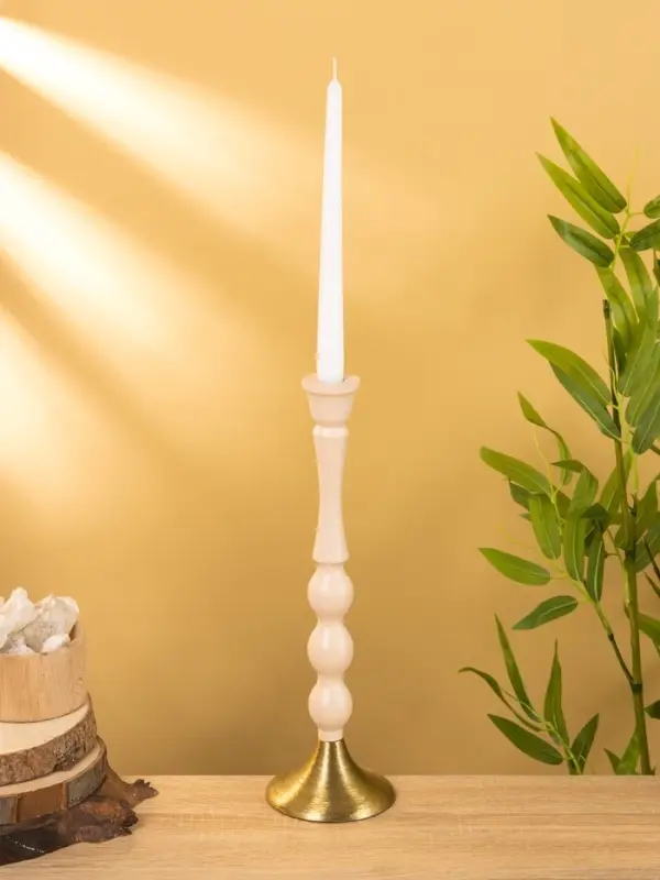 Подсвечник на 1 свечу "Бежевый" 10,5х10,5х34,5 см