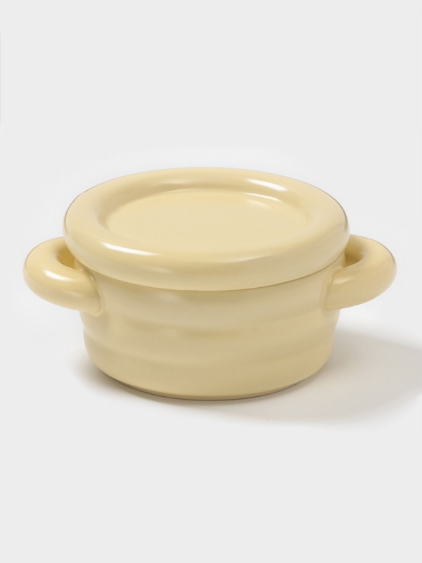 Горшочек для запекания Доляна «Зефир», 250 мл, 15×10,5×6,3 см, с ручками, с крышкой, керамика, жёлтый Горшочек для запекания Доляна «Зефир», 250 мл, 15×10,5×6,3 см, с ручками, с крышкой, керамика, жёлтый