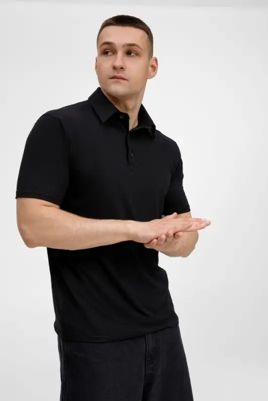 Рубашка поло унисекс Senti, черная, размер S Рубашка поло унисекс Senti, черная, размер S