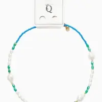 Чокер "Морской мир" жемчуг барочный, цвет голубо-белый в золоте