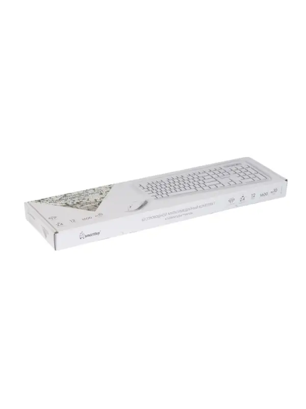 Комплект клавиатура и мышь Smartbuy 105AG, беспроводной, USB, от батареек AA/ААА, белый Комплект клавиатура и мышь Smartbuy 105AG, беспроводной, USB, от батареек AA/ААА, белый
