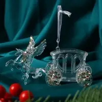 Украшение ёлочное "Праздник" карета, 7х14 см, прозрачный