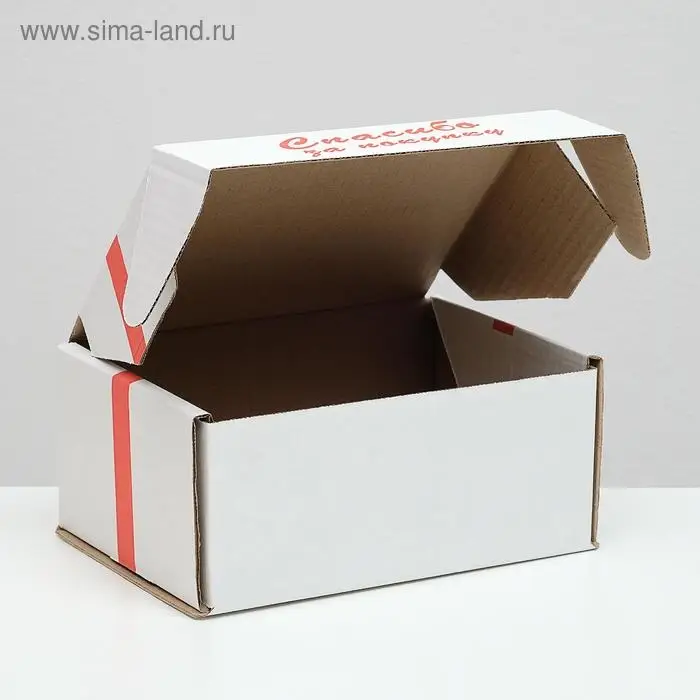Коробка самосборная, Коробка самосборная, "Спасибо за покупку", белая, 22 х 16,5 х 10 см