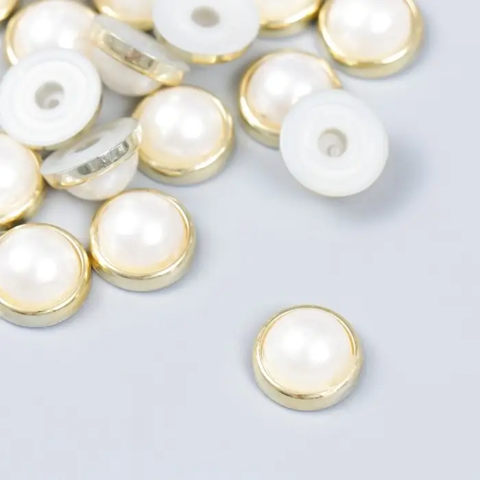 Декор для творчества пластик Декор для творчества пластик "Полужемчужина с ободком" набор 20 шт 1,3х1,3 см