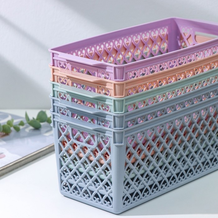 Корзина для хранения «Романо», пластик, 30×13,5×12 см, цвет МИКС Корзина для хранения «Романо», пластик, 30×13,5×12 см, цвет МИКС