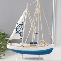 Сувенир дерево LED "Корабль со штурвалом на парусе"2хАА 28х8,5х39 см