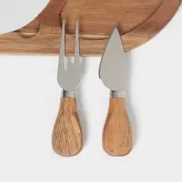 Набор для подачи сыра &laquo;Мрамор&raquo;, 2 ножа, доска, 24.5&times;16&times;1.5 см, акация