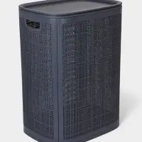 Плетёная корзина для белья с крышкой "Лён" 75л 43×32×60см, цвет графит Плетёная корзина для белья с крышкой "Лён" 75л 43×32×60см, цвет графит