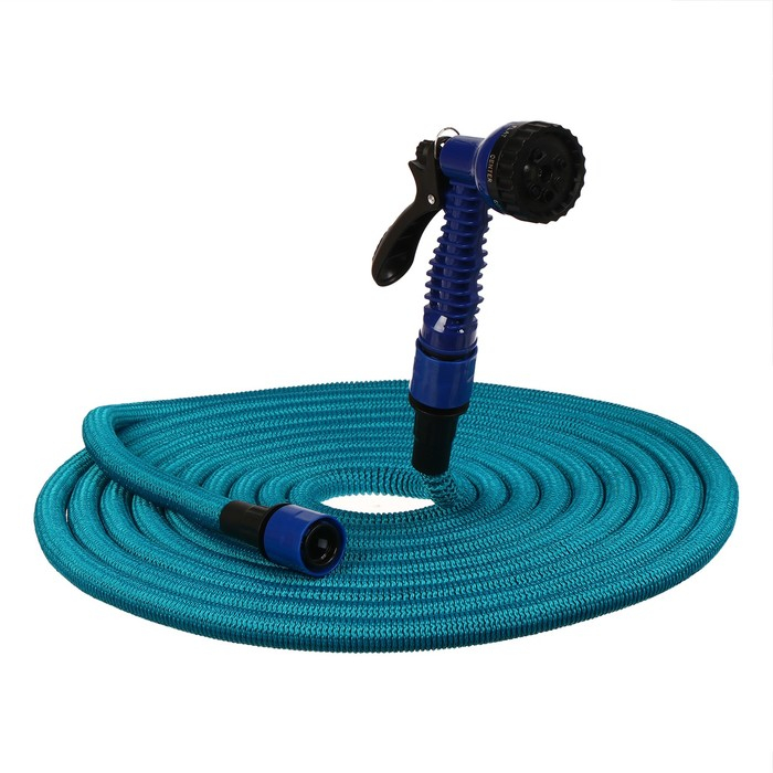 Шланг поливочный растягивающийся от 7,5 до 22,5 м, латекс, быстросъёмный, с поливочным пистолетом и штуцером, Greengo Шланг поливочный растягивающийся от 7,5 до 22,5 м, латекс, быстросъёмный, с поливочным пистолетом и штуцером, Greengo