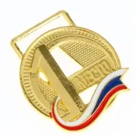 Медаль призовая 194, d= 3.5 см. 1 место. Цвет золото. Без ленты