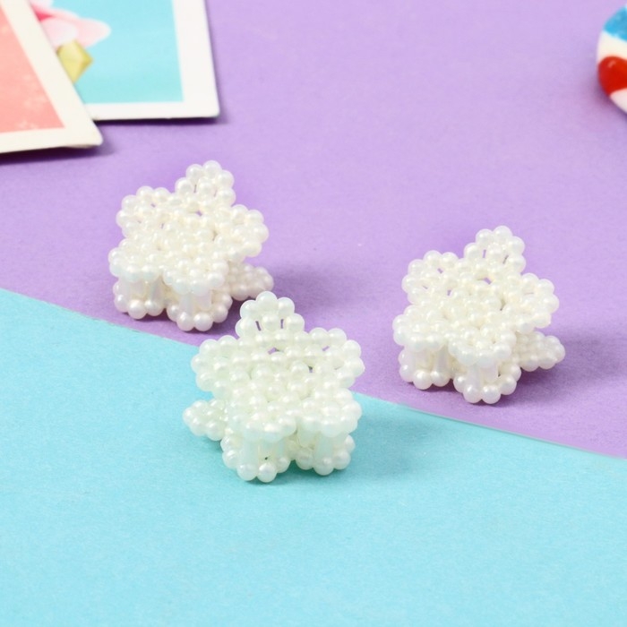 Краб для волос  Краб для волос "Беатрис зайка" (набор 5 шт) ромашки, 3 см, белый