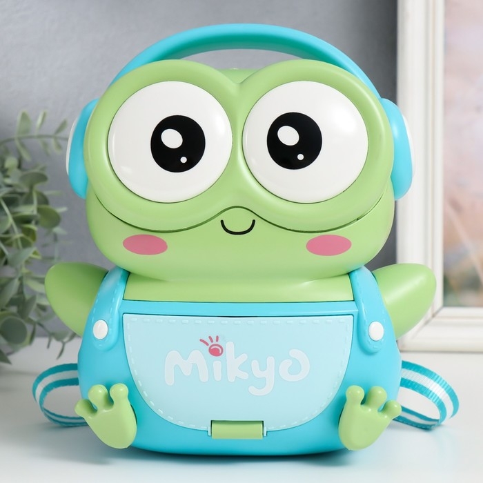 Копилка пластик Копилка пластик "Рюкзак Лягуха" кодовый замок, звук АА 25х14х18,5 см