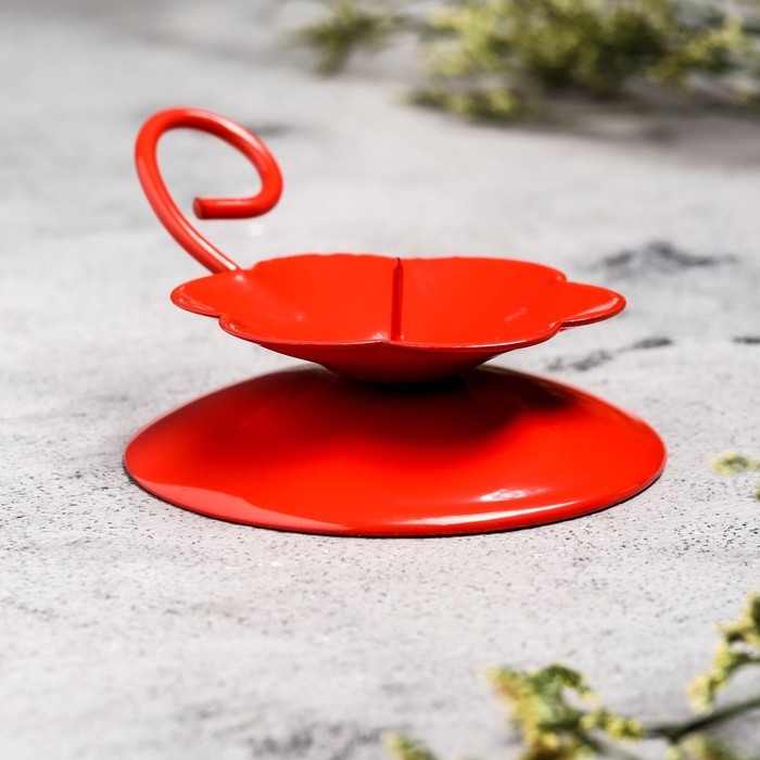 Подсвечник Подсвечник "Цветок Н" металл на 1 свечу, 9х3,5 см, красный