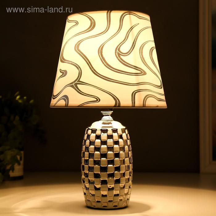 Лампа настольная 36650/1 E14 40Вт белый-серебро H32,5 см Лампа настольная 36650/1 E14 40Вт белый-серебро H32,5 см