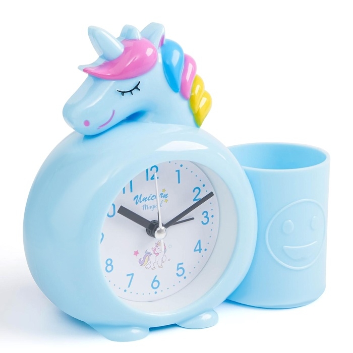 Часы - органайзер с будильником Часы - органайзер с будильником "Милый единорог", дискретный ход, d-6.5 см, 12.5 х 9 см, АА
