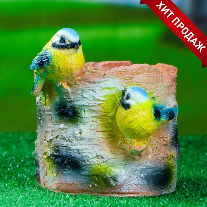 Фигурное кашпо Фигурное кашпо "Синички на березе" 14х16х15см