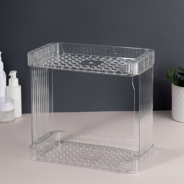 Органайзер для хранения «CRISTAL», 2 секции, 28 × 15 × 26 см, цвет прозрачный