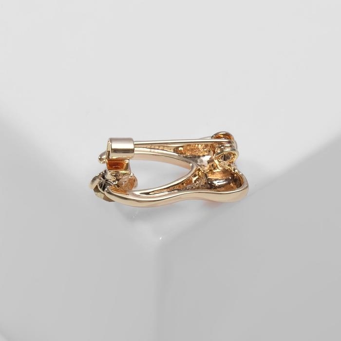 Брошь «Зуб» со стразой, цвет белый в золоте