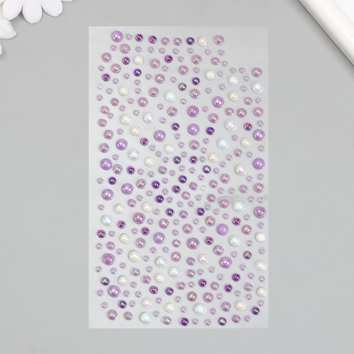 Наклейка пластик стразы Наклейка пластик стразы "Полужемчужины разных размеров" МИКС 9,2х15,5 см