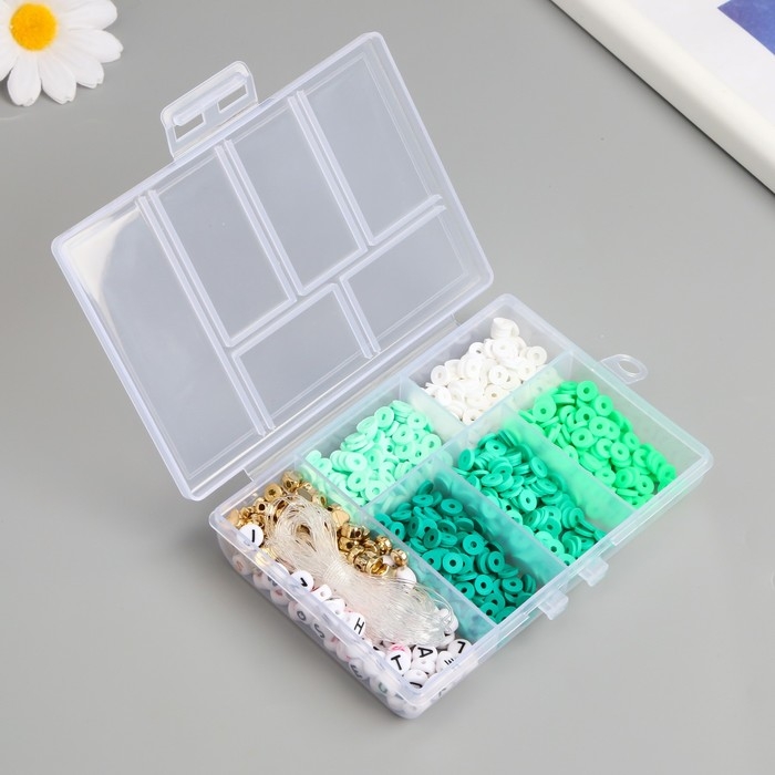 Бусины в шкатулке Бусины в шкатулке "Зелёные" нить 0,8 мм 5 м 12х8,4х2,2 см