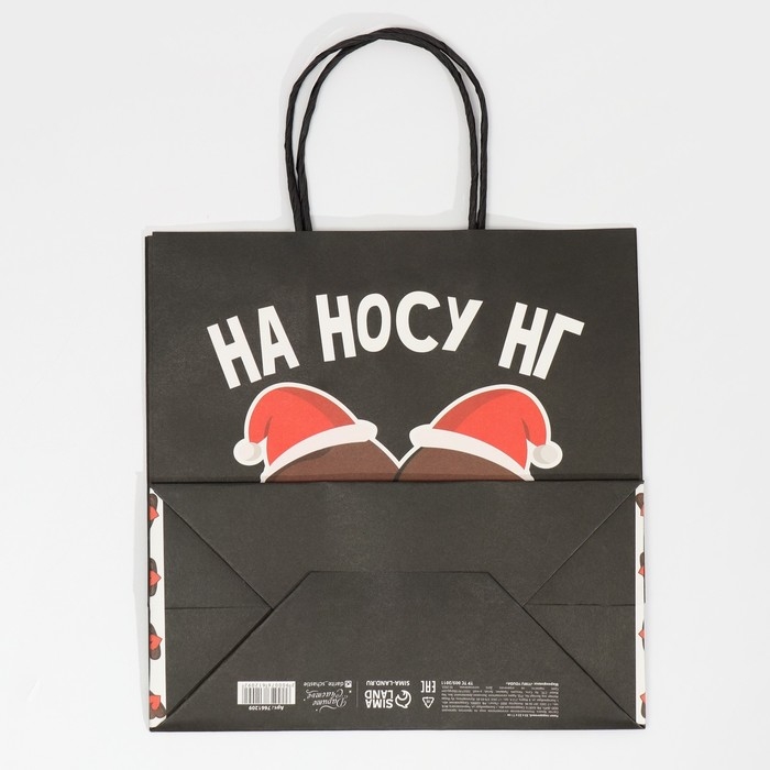 Пакет подарочный новогодний «На носу НГ», 22 х 22 х 11 см, Новый год Пакет подарочный новогодний «На носу НГ», 22 х 22 х 11 см, Новый год