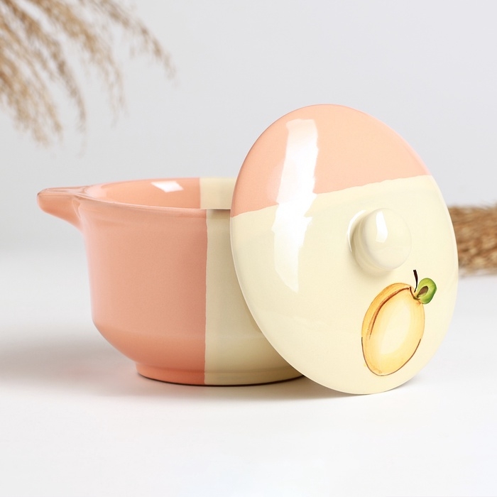 Бульонница с крышкой  Бульонница с крышкой "Псковская" 0,5л / 11,5х13см, персиковый поцелуй